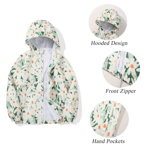 Image of SUNDAY ROSE Girls Windbreaker Jackets Lightweight Water Resistant Coat Outwear with Hooded for Kids