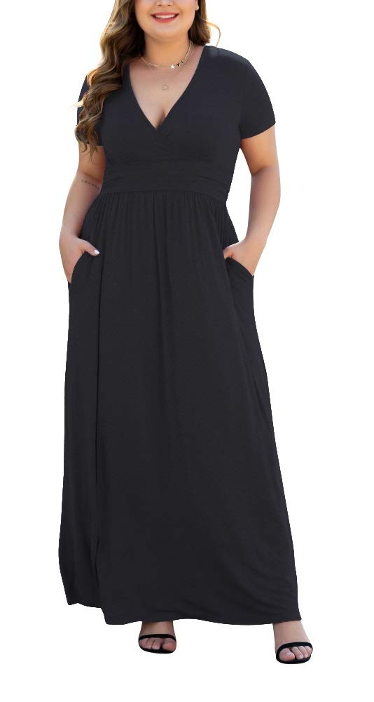Kurzes/langärmeliges Damenkleid mit Schultern, mit Taschen, lässiges Swing-T-Shirt-Kleid