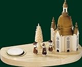 Erzgebirgische Volkskunst Rudolphs Schatzkiste Teelichthalter Frauenkirche mit Kurrende Kerzenleuchter 14cm Erzgebirge