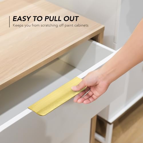 Image of Ravinte Hardware Gold Cabinet Handles Finger Edge Pulls 5 Inch CC 8 Pack | Low-Profile Finger Grip, Cabinet Door Edge Mount, Smooth Handle Shape, 5.9 Inch (150mm), For Drawers, Cupboards, Kitchen