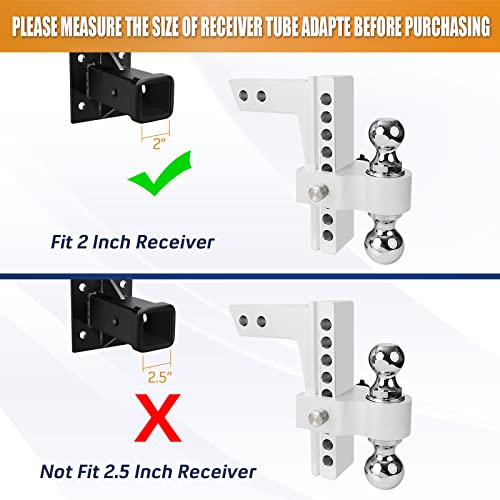 Edicapo Adjustable Trailer Hitch 8 Inch Drop Hitches Dual Ball Mount For 2-Inch Receiver 2" And 2-5/16" Aluminum Tow Hitch Stainless Steel Balls With Double Anti-Theft Pins Locks #TOP6