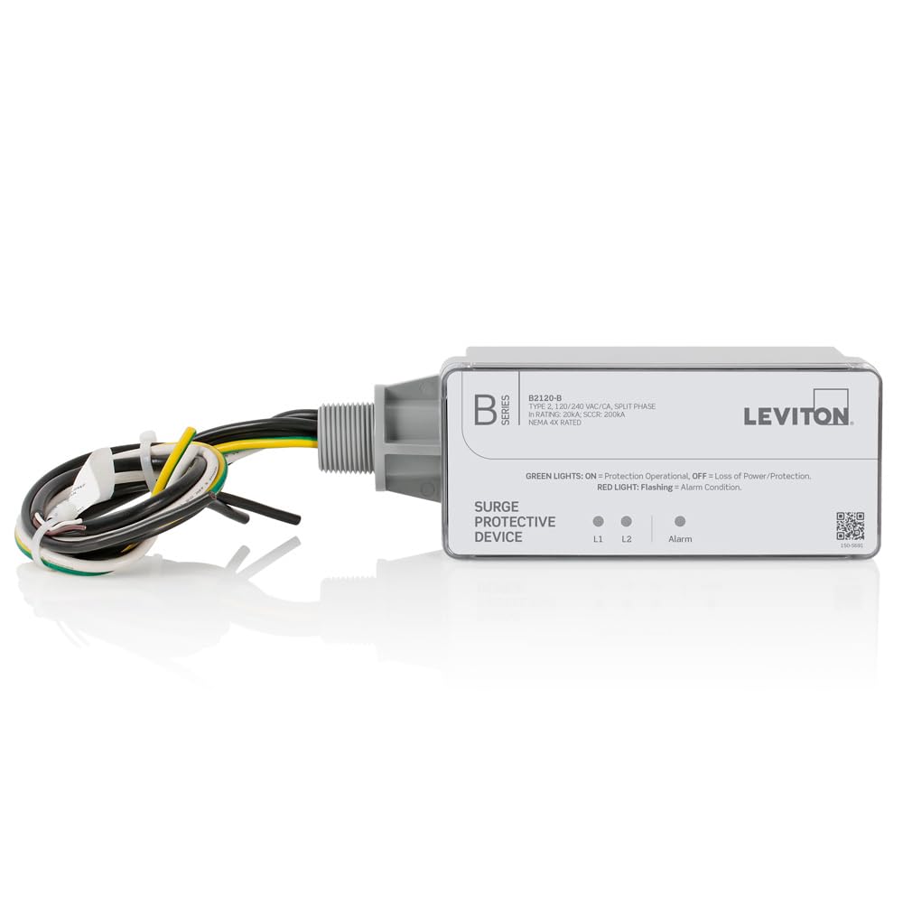 Leviton Type 2 Surge Protection Plate 120/240VAC Split Phase 130kA per Phase B2120-B-image-27