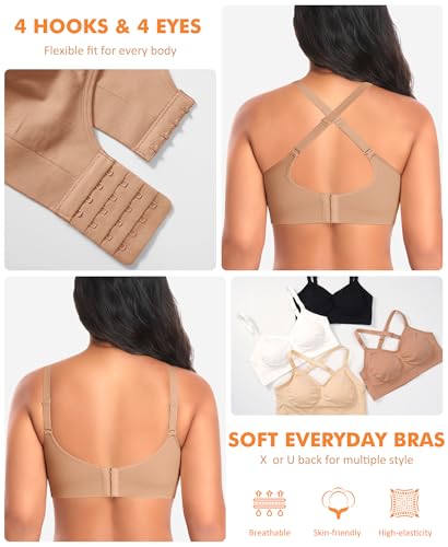 Image of Wireless Sewn in Padded Bras for Women Comfortable Full Coverage Bralettes No Underwire Everyday Tshirt Bra
