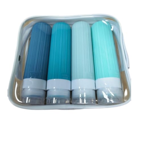 NEIQIUWING Juego de 4 botellas de viaje de silicona, sin BPA, a prueba de fugas