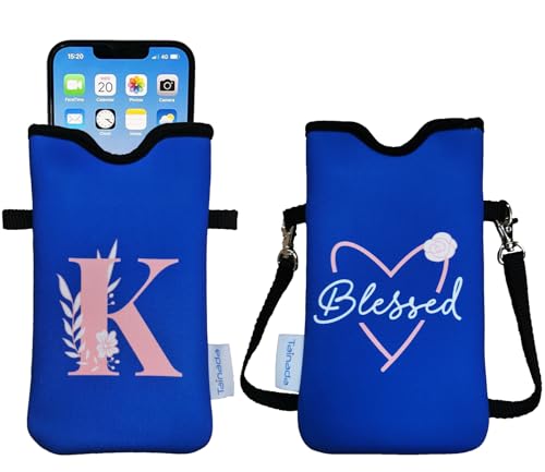 Image of Tainada Neck Phone Personalized Initial Pouch w /Crossbody Strap(Letter K)