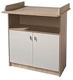 Die schmale Wickelkommode der roba Kinderzimmerserie 'Lena' in Eiche ermöglicht dank der angenehmen Höhe (Wickelhöhe 90 cm) ein komfortables Wickeln