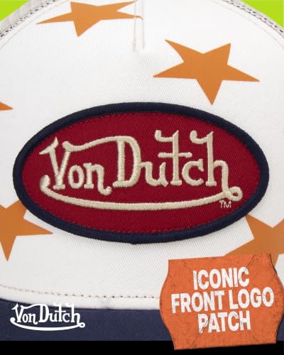 Image of Von Dutch Womens and Mens Trucker Hat - Mesh Back Curved Brim Americana Hats for Men and Women with Snap Back Closure