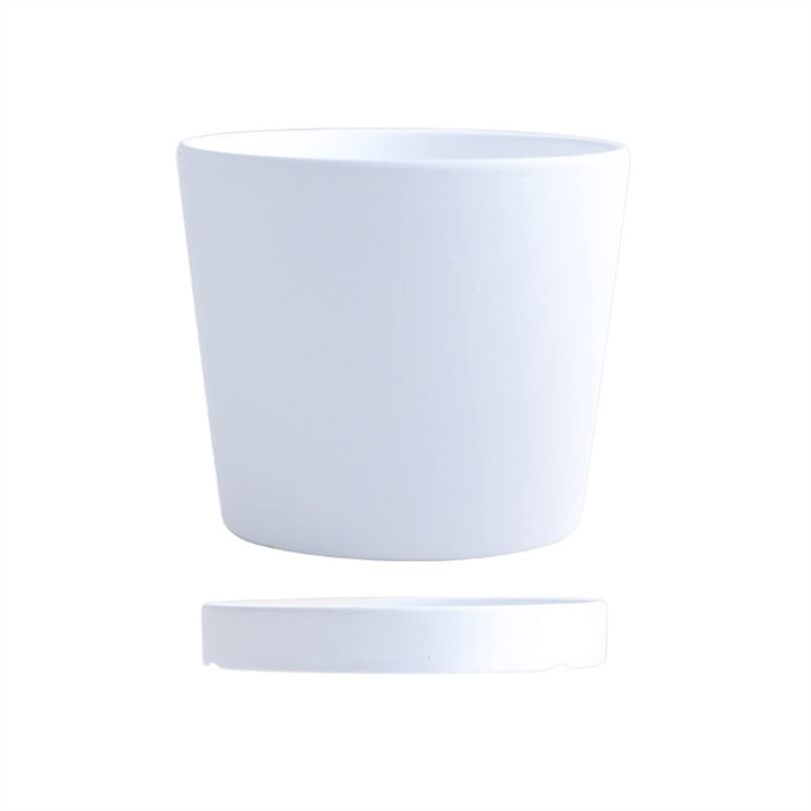 Pot pour plantes d'intérieur blanc en céramique ronde avec drainage