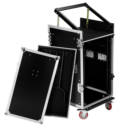 STAHAD Audio Rack for Console Cabinet Studio Cabinet Server Rack Av Media Stand Dj Road Case Audio Mixer Stand for Stage Stereo Equipment Dj Table Black