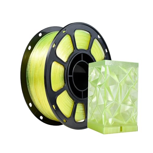 iBOSS PLA Plus Clear Filament 1.75mm, 1kg Spool High Transparency Transparent Lemon Yellow Filament Glitter, PLA+ Neatly Wound 3D Printer Filament, Fast Printing Support