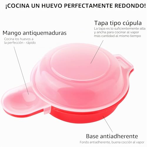 Miniatura 3 de 2 Juegos De Olla Para Huevos De Microondas, Herramienta De Cocina Rápida Para Hacer Tortillas De Hamburgo En 1 Minuto Rojo Y Transparente