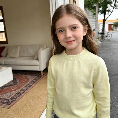 Image of CUNYI Boys Girls Crewneck Sweater Long Sleeve School Uniform Pullover Thermal Wool Solid Knit Top