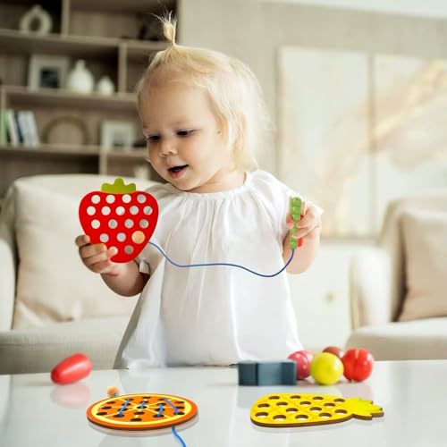 Eğitici İp Geçirme Oyunu Ahşap 18 * 18 Cm