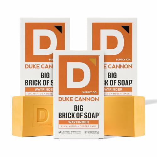 Image of Duke Cannon Big Brick of Soap Wayfinder 10 oz Triple Milled, Fresh Water & Neroli Scent 3x Larger Bar Supports U.S. Veterans, 3-Pack