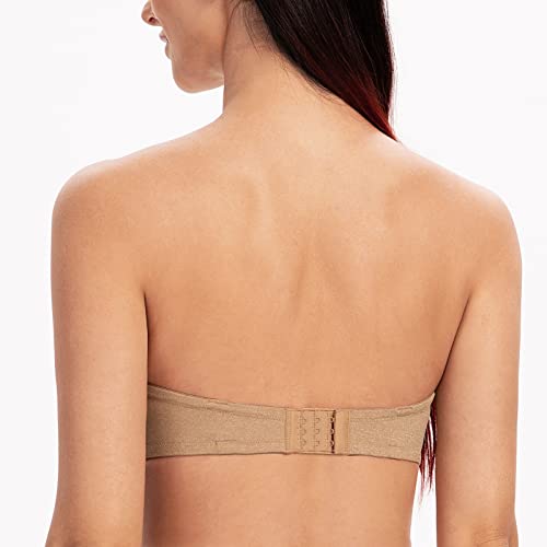 Image of MELENECA Women's Push Up Strapless Bra Padded Underwire Stay Put Lift | Non-slip silicone grip, seamless shaping, lift support and comfortable wear for weddings, dresses and daily outfits