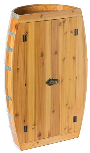 Vintiquewise Half Barrel Cabinet Wine Storage with Lockable Double Doors
