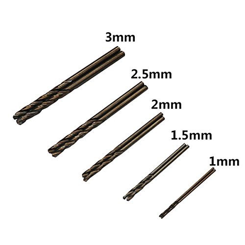 Spkline 10 Pcs High Speed Steel Cobalt Drill Bit Set 2 Pcs Of Each 1Mm(3/64"), 1.5Mm(1/16") 2Mm(5/64") 2.5Mm(3/32") 3Mm(1/8") Jobber Length Twist M35 Metal Drill Bit For Stainless Steel And Hard Metal #TOP1