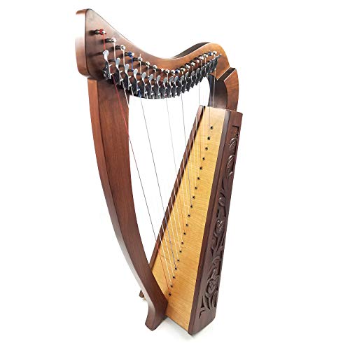 image for Woldorf USA 19 Strings Harp Irish Celtic Highland Solid Rosewood Natur