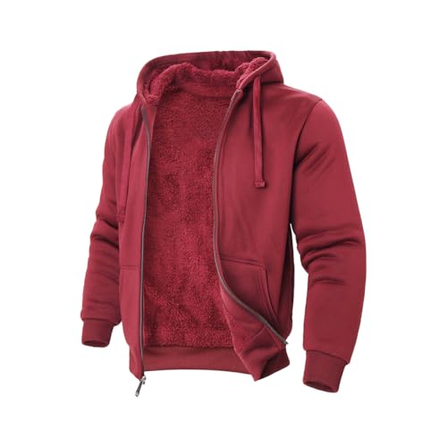 Image of TanBridge Plaid Flannel Hoodie Sherpa Fleece Lined Shirt Jacket Cotton Hoodies Zip Up Winter Warm Coat