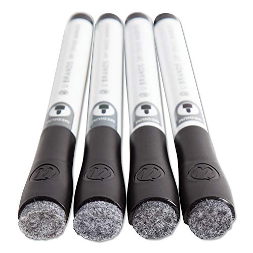 U Brands Low-Odor Dry Erase Markers with Erasers, Set of 12, Medium (2 mm) Point, Black - Thumbnail 3