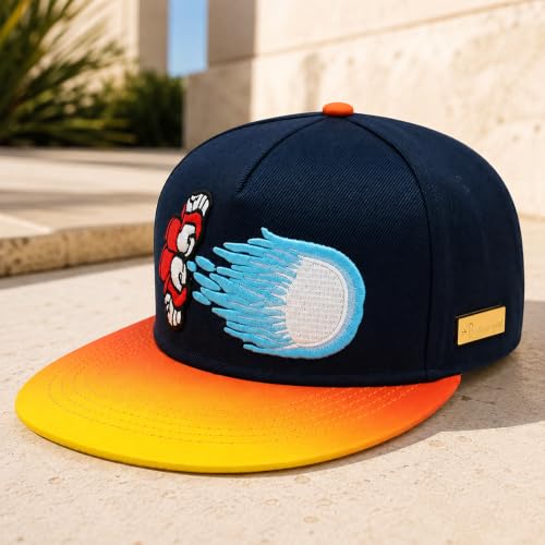 Image of VRITRAZ Comfortable Polyester 3D Printed Hip Hop Cap for Men & Women | Adjustable Snapback Closure Flat Brim Baseball Hat | Lightweight Urban Streetwear Headwear for Dance, Skateboarding, Gym, Sports