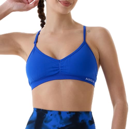 Image of AUROLA Mercury Workout Sports Bras Women Athletic Removable Padded Backless Strapy Minimal Crop Top