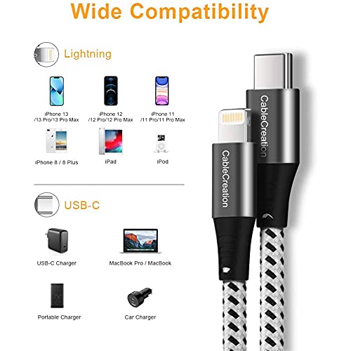 Bundle – 2 Items: Short 1Ft Usb C To Lightning Cable+ Silicone Usb C To Lightning Cable 6Ft #TOP5