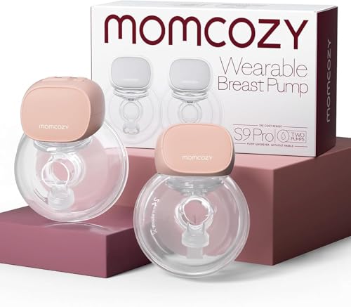 Momcozy S9 Pro Tire Lait Electrique Actualisé, Tire-lait Mains Libres Avec Batterie à Longue Durée et écran LED, Tire Lait Portable Avec 2 Modes et 9 Niveaux - 24mm (Rose, 2 Pack)