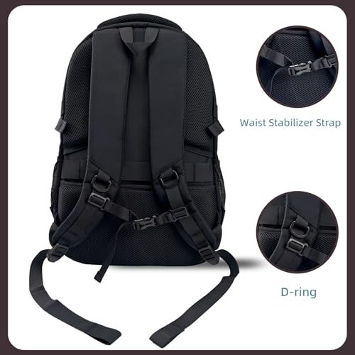 Travel Laptop Backpack for Men Women, 25L Daily Backpacks Water Resistant Business Work Bag Casual Daypack for College Big Backpack Fits 18 Inch Computer, Black3