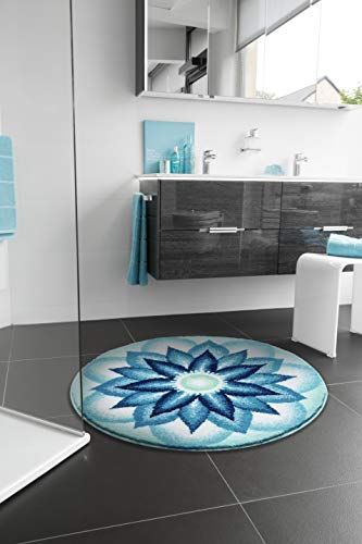 Grund Bath Mat, Ultra Soft and Absorbent, Anti Slip, 5 Years Warranty, HEAVENLY PEACE, Mandala 100 cm Round, Blue
