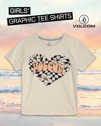 Image of Volcom Girls Shirts - Casual Crewneck Short Sleeve Graphic Tee Trendy Tops - Breathable Girls Summer Clothes