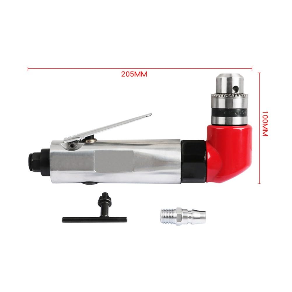Perceuse pneumatique légère à angle droit avec mandrin de 1,5 à 10 mm, outil pneumatique 1800 tr/min pour percer dans des espaces restreints, 90 PSI