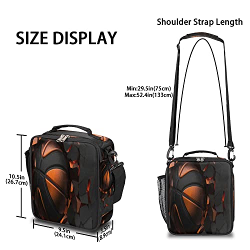 3D Basketball Lunch Box For Kids Girls Boys, Sport Lunch Bags For Teens Insulated Lunchbox For School, Work, Picnic Cooler Tote Bag With Adjustable Shoulder Strap #TOP2