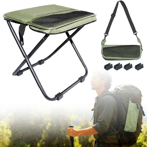 COMELY Folding Stool Backpacking Chair Portable: Ultralight 700g Collapsible Pocket Stool,3cm Flat Fold, 3-Second One-Hand Setup & 5s Storage, 270Lbs Capacity, 600D Oxford for Thru-Hiking & Breaks.