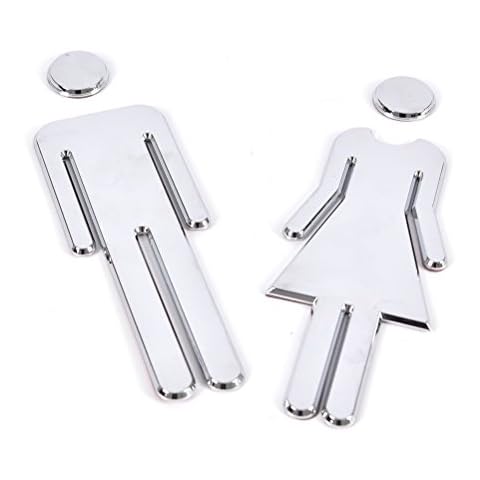GooGou Acrylic Adhesive Toilet Symbol Men's and Women's Restroom Bathroom Sign Silver 7.8 Inch Cover