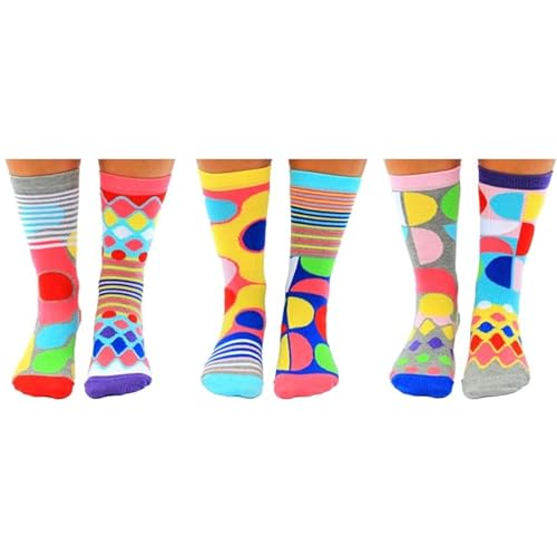 United Oddsocks Foot Kandy, 6 Mix & Match Colourful Socks for Women – UK 4-8, EUR 37-42, US 6.5-10.5 – Sweet-Inspired Crew Socks in a Gift Box, Fun, Quirky Present for Birthdays, Christmas & More