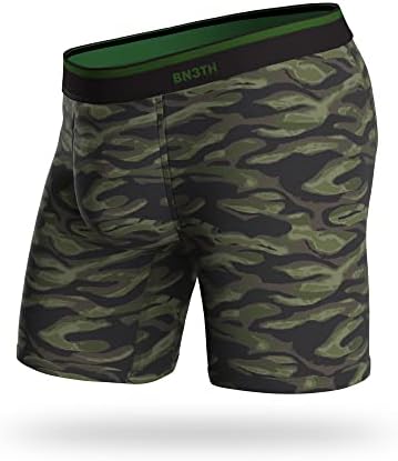 BN3TH Men's Classic Boxer Brief Print - Breathable Underwear with Our Patented Three-Dimensional MyPakage Pouch, Watercolour Camo Green, Large