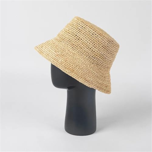 Sombrero de rafia tejido a mano para mujer, plegable miniatura 2