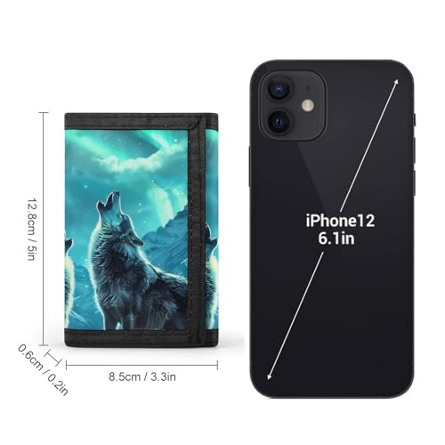 Howling Wolves Moonlight Trifold Wallet for Men Women Wallets with 8 Card Slot Photo Window Key Ring Zippered Pockets2