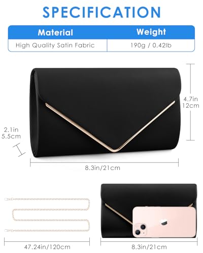 Image of TINDTOP Clutch Purses for Women, PU Leather Formal Evening Bags Shoulder Party Handbags Wedding Cocktail Prom Clutches