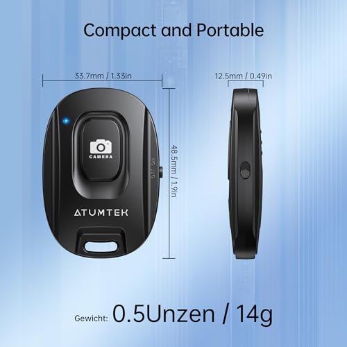 ATUMTEK Kameraselbstauslöser für iPhone und Android-Smartphones (2er-Pack), Drahtlose Fernbedienung für Fotos und Videos (Bluetooth 5.2), mit Handgelenkschlaufe, Schwarz