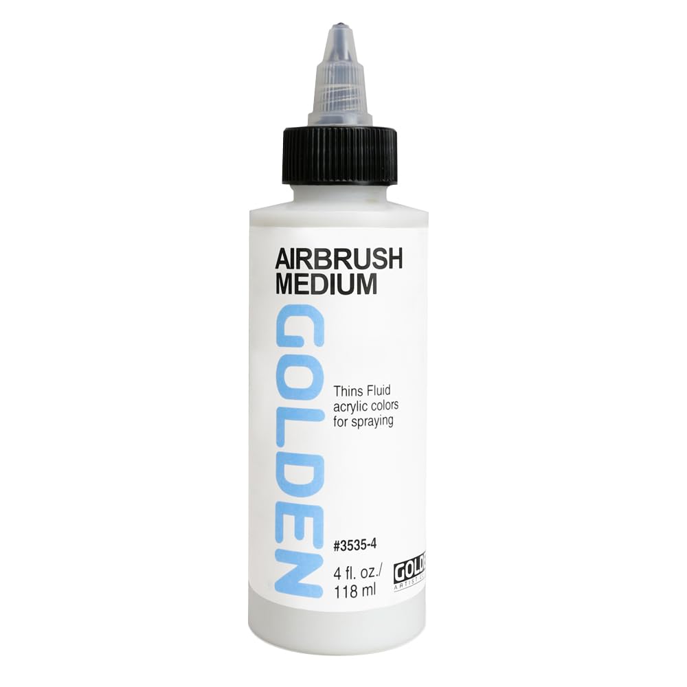 Golden Airbrush Medium, Professional Acrylic Medium, Transparent for Artists, Airbrush Painting, Studio Use, 4 fl. oz. B