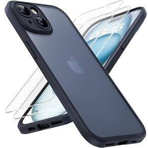 TOCOL 3 in 1 für iPhone 15 Hülle, Vollständiger Kameraschutz Stoßfest Kratzfest Handyhülle für iPhone 15 Case, Schwarz