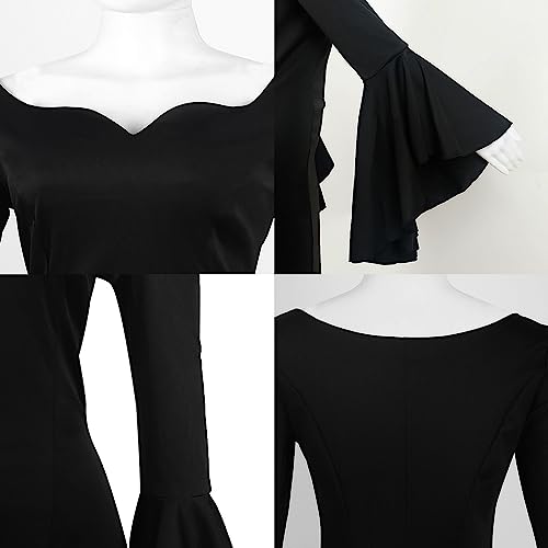 JPXH Damenkleid für Erwachsene, Übergröße, lang, schwarz, Halloween-Kleid, Kostüm, Party, erste Wahl, Schwarz, L