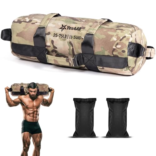 Yes4All Sandbag Weights/Weighted Bags - Sandbags for Fitness, Conditioning, Crossfit with Adjustable Weights (Camouflage - M)