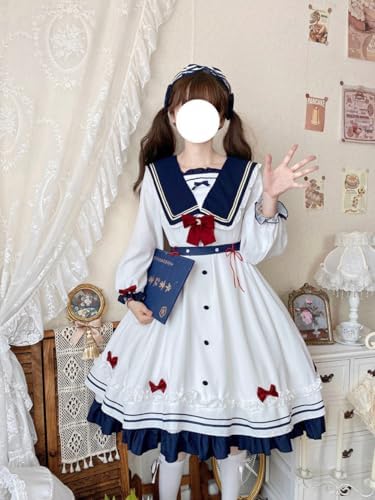 A/P りんごおばけのシフォンセーラーワンピース　紺　ロリィタ Amazon.co.jp: [kzzkoo] セーラー服風 ワンピース レディース ロリータ