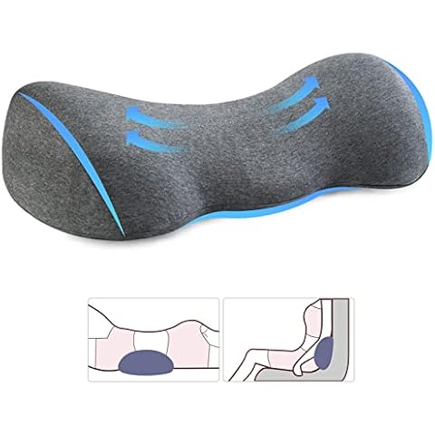 Lumbar Support Pillow Lumbar Pillow - Back Support Memory Foam Pillow for Sleeping in Bed Waist Support Cushion for Lower Back Pain Relief Side Sleep for Bed Couch & Chair Gray Cover