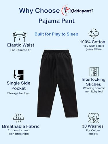 Image of KiddoPanti Boys Solid Pyjama Pant | 100% Soft Cotton Single Jersey | Comfortable Fit with Elastic Waistband & Single Front Pocket | Kids Track Pant