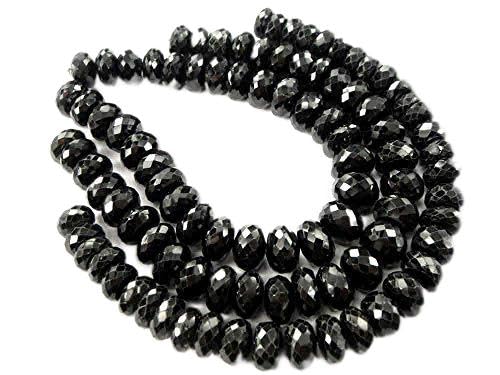 Perles en spinelle noires en vrac rondelle facettée pour création de bijoux semi-précieux