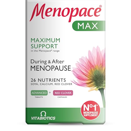 Menopace Max - Menopause & Perimenopause Maximum Support with Calcium SOYA Isoflavones & Red Clover - UKs No.1 Menopause Supplement Brand